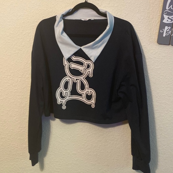 ROMWE Tops - Romwe kawaii bear design long sleeve collard shirt